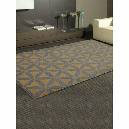 GLITZY RUGS 9 x 12 ft. Geometric Gold Blue Hand Tufted Wool Area Rug UBSK00723T1203A17